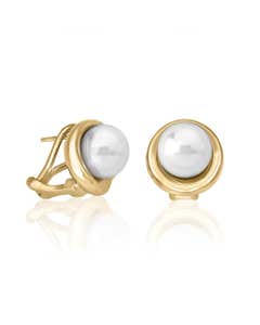 Aretes Margot Dorado Plata Perla aplastada